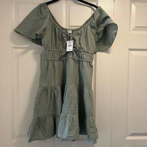 Cotton On Peyton Babydoll Mini Dress in XS Tinted Sage
